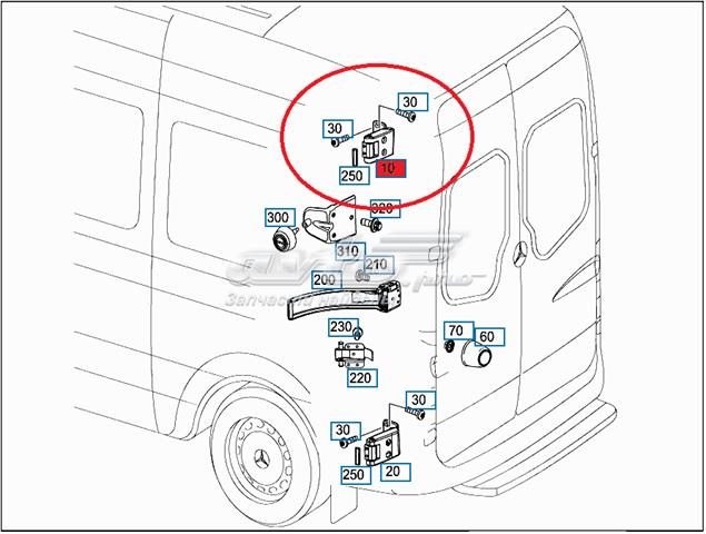Bisagra de puerta de batientes trasera izquierda superior Volkswagen Crafter 30-35 (2E, 2EE, 2EK)