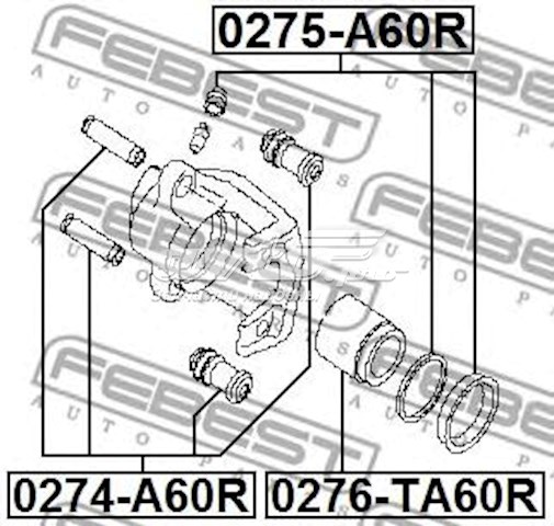 Émbolo, pinza del freno trasera FEBEST 0276TA60R