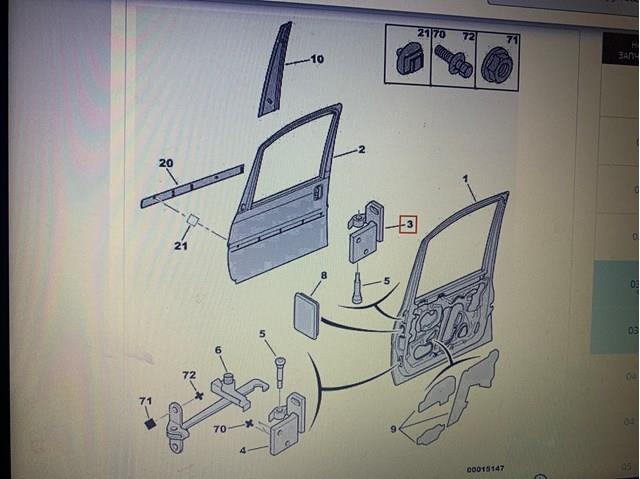 Bisagra de puerta delantera izquierda Citroen Jumpy 1 (BS, BT, BY, BZ)
