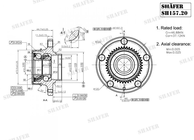 Cubo de rueda trasero SH15720 Shafer