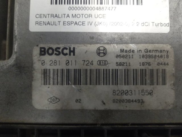 Módulo de control del motor Renault (RVI) 0281011724