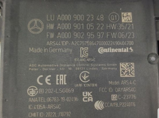 Sensor de distancia por radar A0009002348 Mercedes