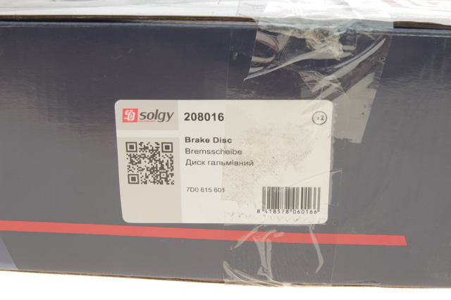 Disco de freno trasero 208016 Solgy