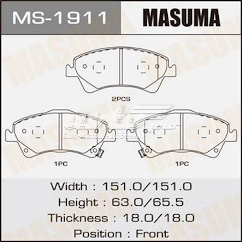 Pastillas de freno delanteras MASUMA MS1911