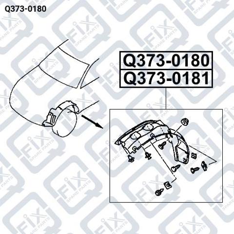Q373-0180 Q-fix guardabarros interior, aleta delantera, izquierdo trasero