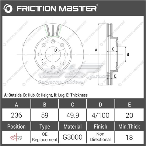 R1920 Friction Master disco de freno delantero