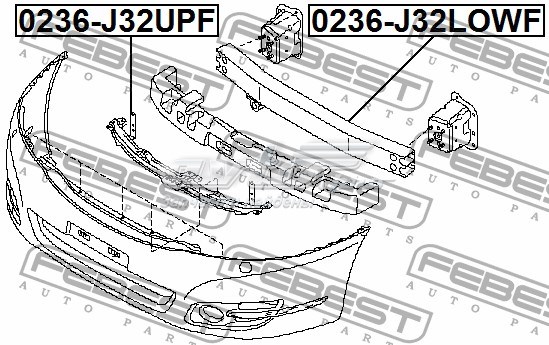 0236-J32UPF Febest soporte de parachoques delantero central