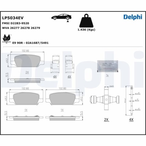 LP5034EV Delphi pastillas de freno traseras