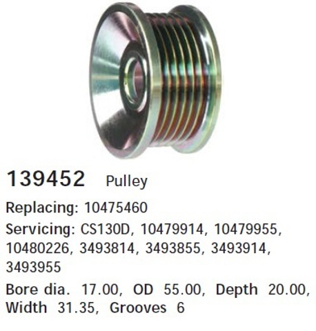 139452 Cargo Rueda libre alternador 