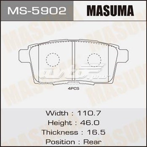 Pastillas de freno traseras de disco MASUMA MS5902