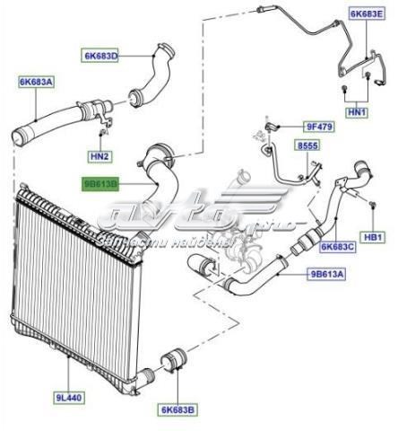 LR022663 Land Rover tubo flexible de aire de sobrealimentación superior