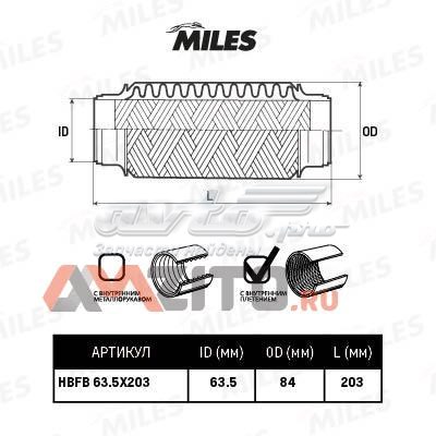 HBFB635X203 Miles chapa ondulada del silenciador