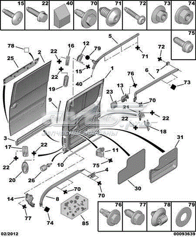 Guía rodillo, puerta corrediza, izquierdo superior para Fiat Scudo (270)
