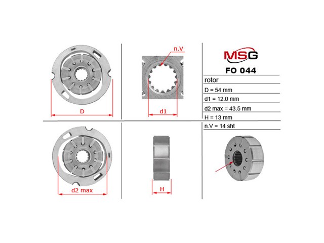 Rotor de bomba de dirección asistida FO044ROTOR MSG