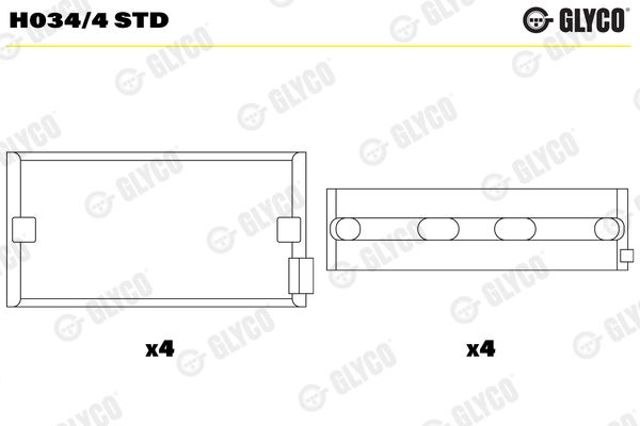 Juego de cojinetes de cigüeñal, estándar, STD H0344STD Glyco