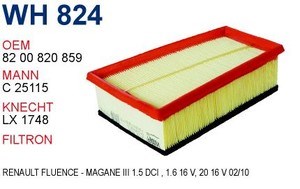 Filtro de aire WH824 Wunder
