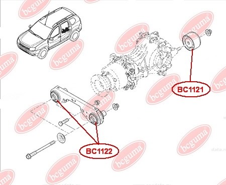 BC1121 Bcguma Silentblock del soporte del diferencial trasero