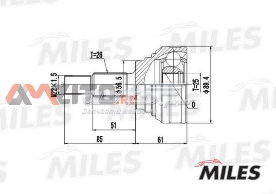 GA20005 Miles junta homocinética exterior delantera/trasera