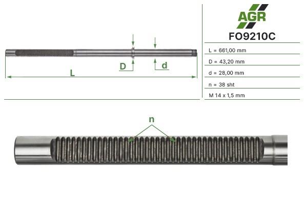 FO9210C AGR cremallera de direccion de el eje (varilla)