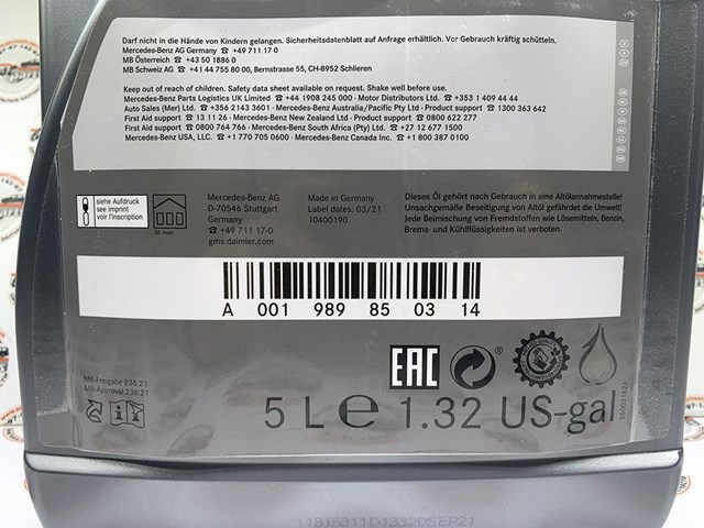 Comprar A001989850311 Mercedes Aceite caja de cambios