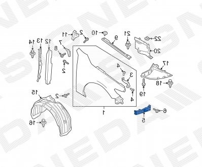 PMZ12099AR Signeda soporte para guardabarros delantero, derecho delantero