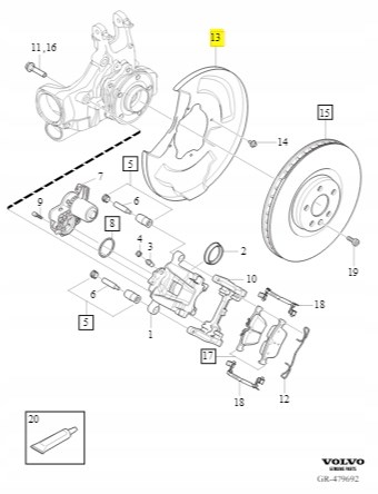 31445104 Volvo chapa protectora contra salpicaduras, disco de freno trasero derecho