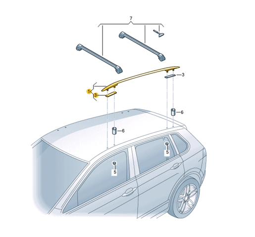 Riel de techo izquierdo VAG 5NL860043AUBN precio, desde 233,77 EUR