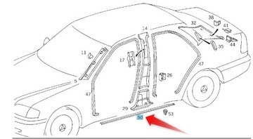 Listón de acceso interior derecho para Mercedes C (W202)
