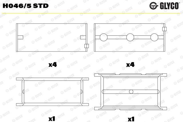 Kit cojinetes cigüeñal, estándar, (STD) Glyco H0465STD