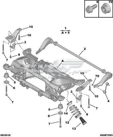Suspensión, cuerpo del eje trasero para Peugeot 3008 