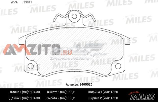 E400025 Miles pastillas de freno delanteras