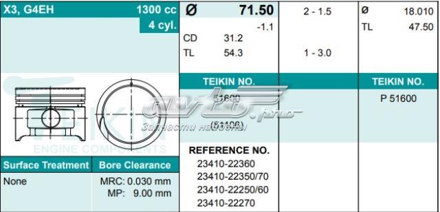 51600-STD Teikin juego de piston para motor, std