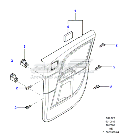 1252988 Ford guarnecido de puerta trasera izquierda