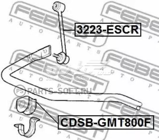 CDSB-GMT800F Febest casquillo de barra estabilizadora delantera