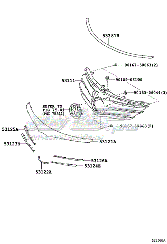 5311105900 Toyota panal de radiador